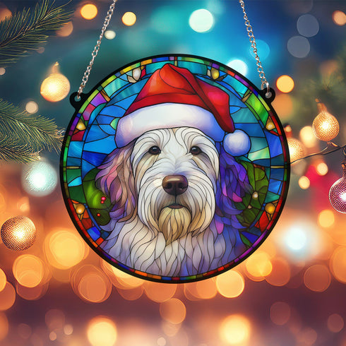 Bearded Collie Christmas Suncatcher